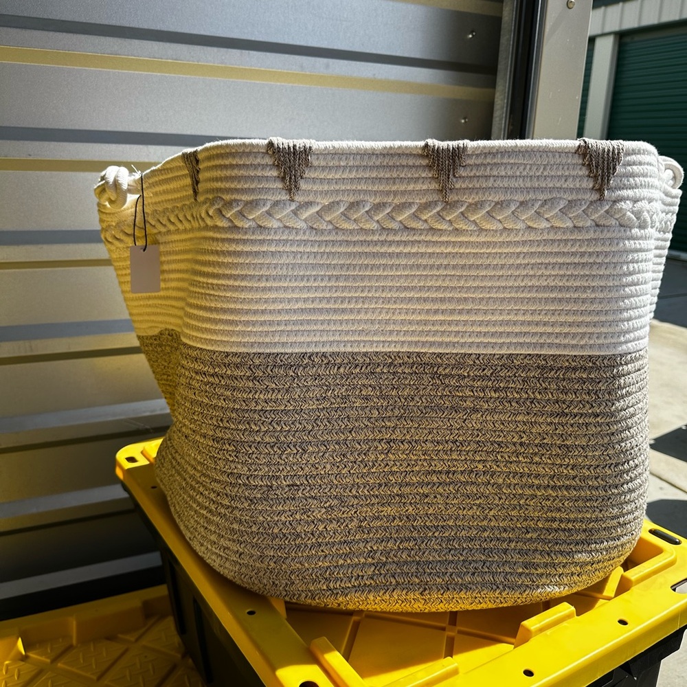 Stylish White and Gray Rope Basket